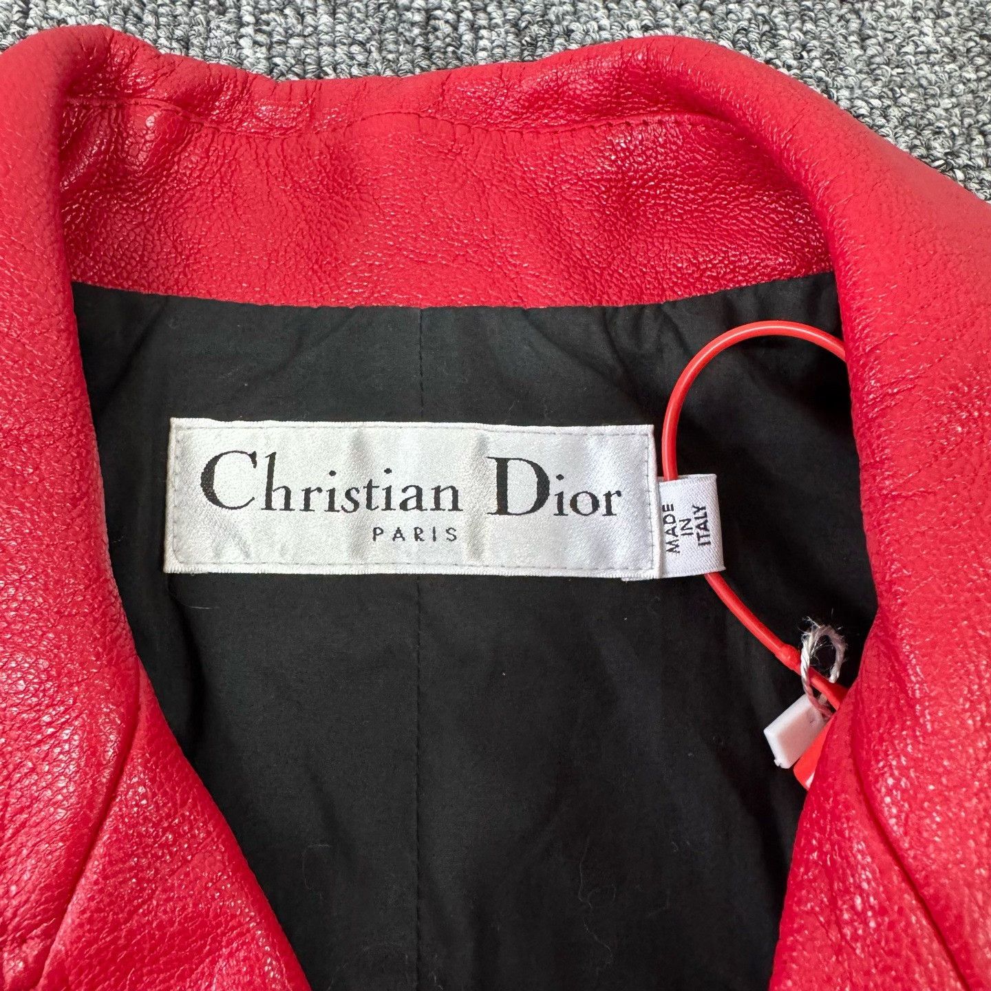 Dior Dior Runway Red Zip Biker Leather Jacket Size XS / US 0-2 / IT 36-38 - 6 Thumbnail