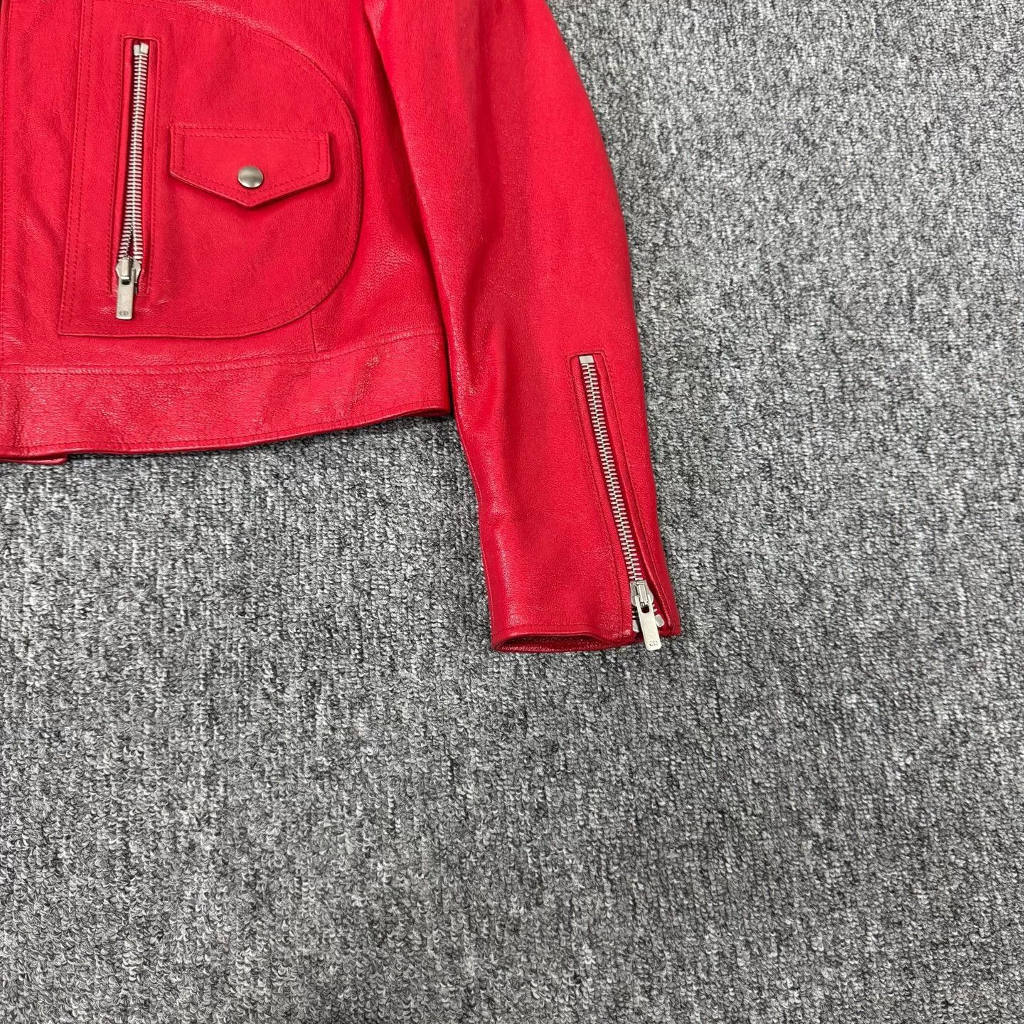 Dior Dior Runway Red Zip Biker Leather Jacket Size XS / US 0-2 / IT 36-38 - 3 Thumbnail