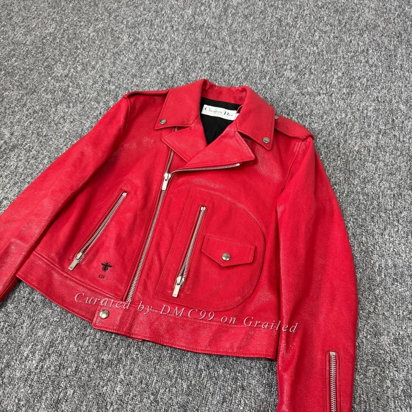 Dior Dior Runway Red Zip Biker Leather Jacket Size XS / US 0-2 / IT 36-38 - 4 Thumbnail