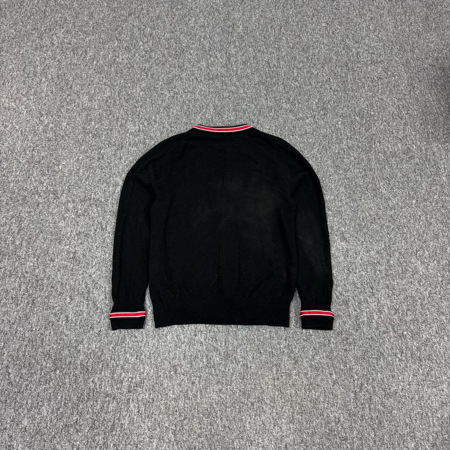Givenchy Givenchy Red Striped Trim Wool Cardigan Size US M / EU 48-50 / 2 - 2 Thumbnail