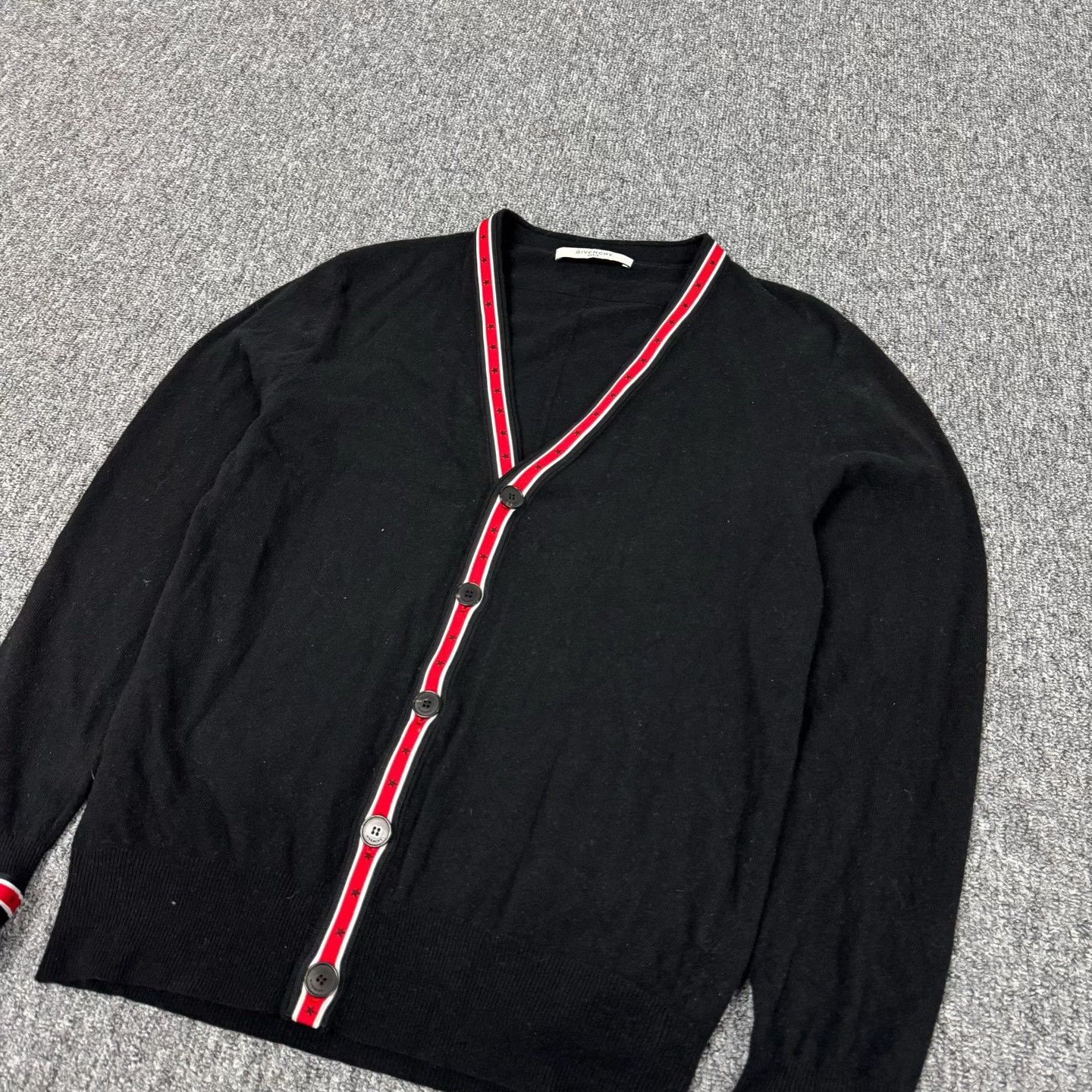 Givenchy Givenchy Red Striped Trim Wool Cardigan Size US M / EU 48-50 / 2 - 4 Thumbnail