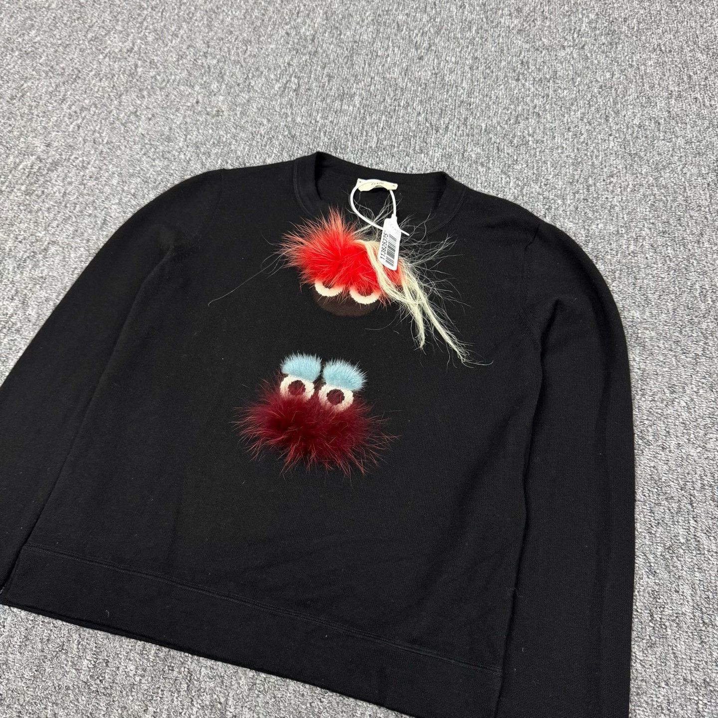 Fendi Fendi Black Wool Fur Monster Crewneck Sweatshirt Size US XXS / EU 40 - 4 Thumbnail