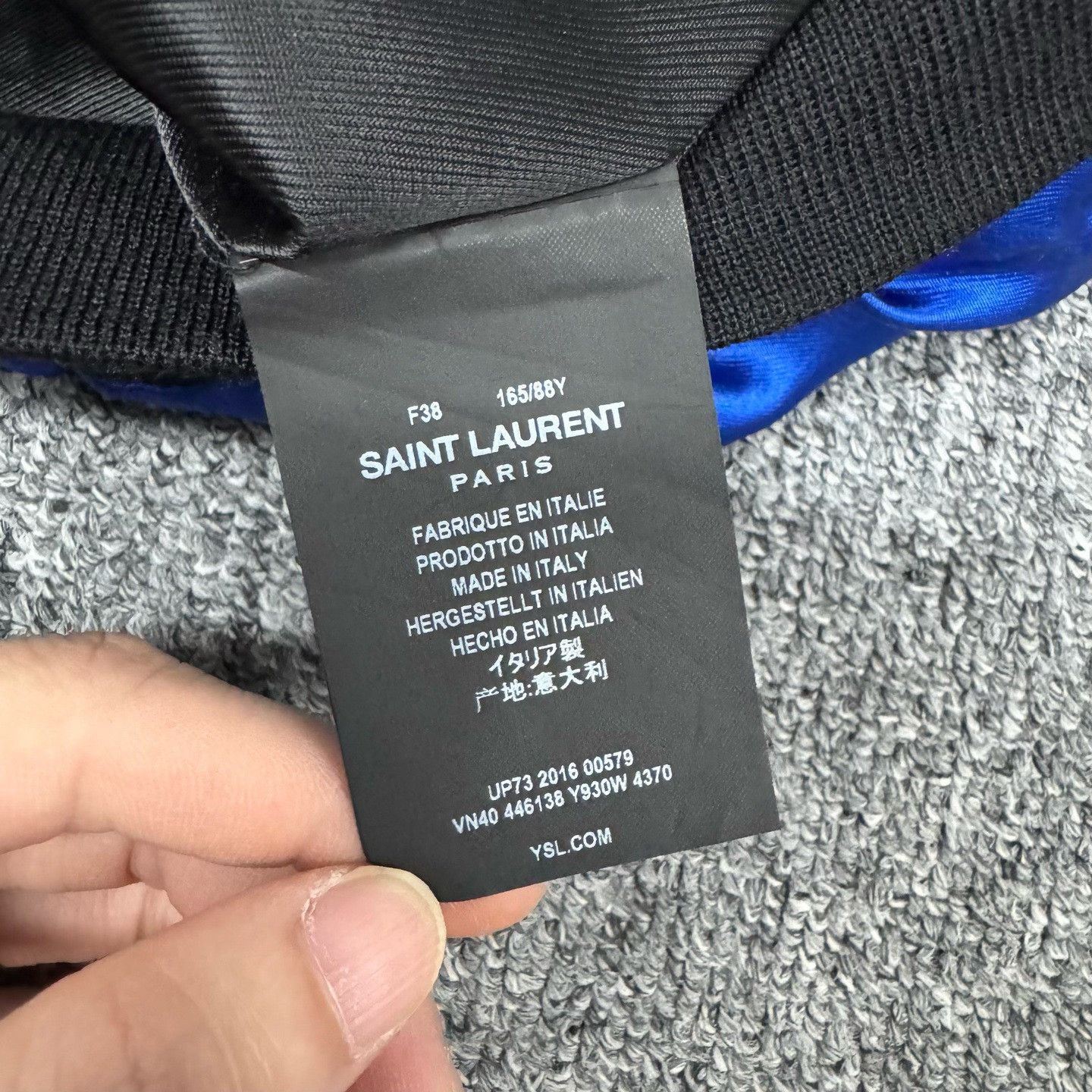 Saint Laurent Paris Saint Laurent SLP Blue Shark Embroidery Bomber Jacket Size US M / EU 48-50 / 2 - 7 Thumbnail