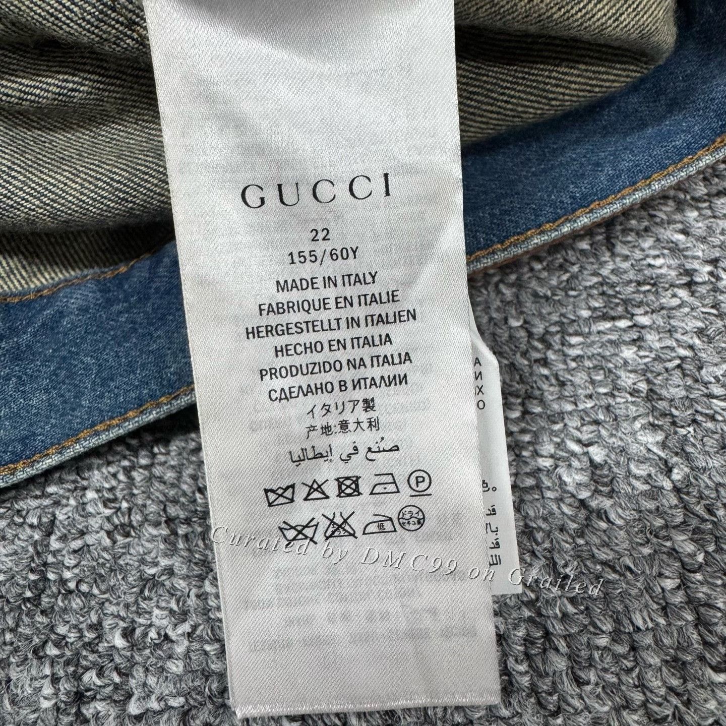 Gucci Gucci Snake Print Floral Washed Leather Patch Jeans Size 22" - 7 Thumbnail