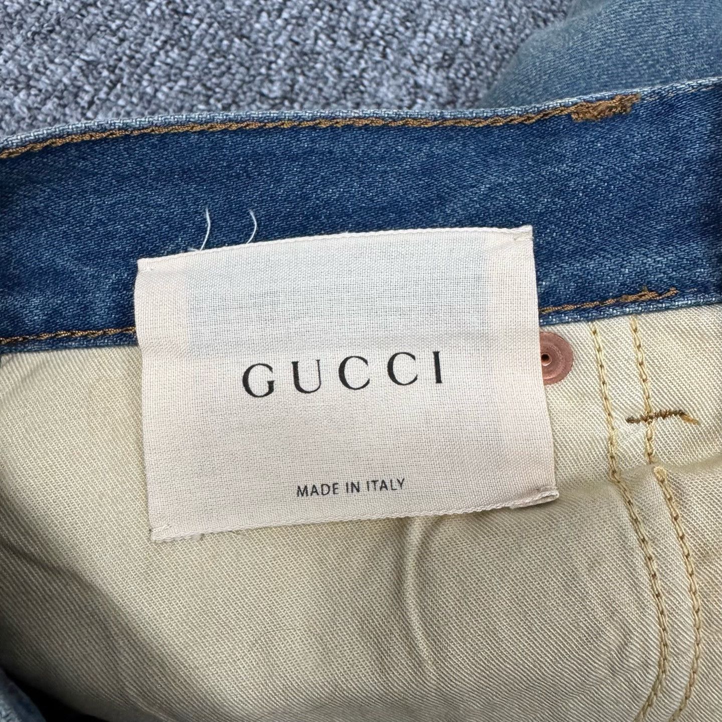 Gucci Gucci Snake Print Floral Washed Leather Patch Jeans Size 22" - 5 Thumbnail
