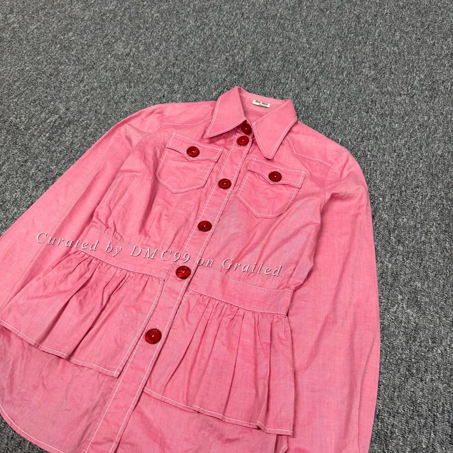 Miu Miu Miu Miu Pink Slim Button-Down Long-Sleeve Top Size S / US 4 / IT 40 - 4 Thumbnail