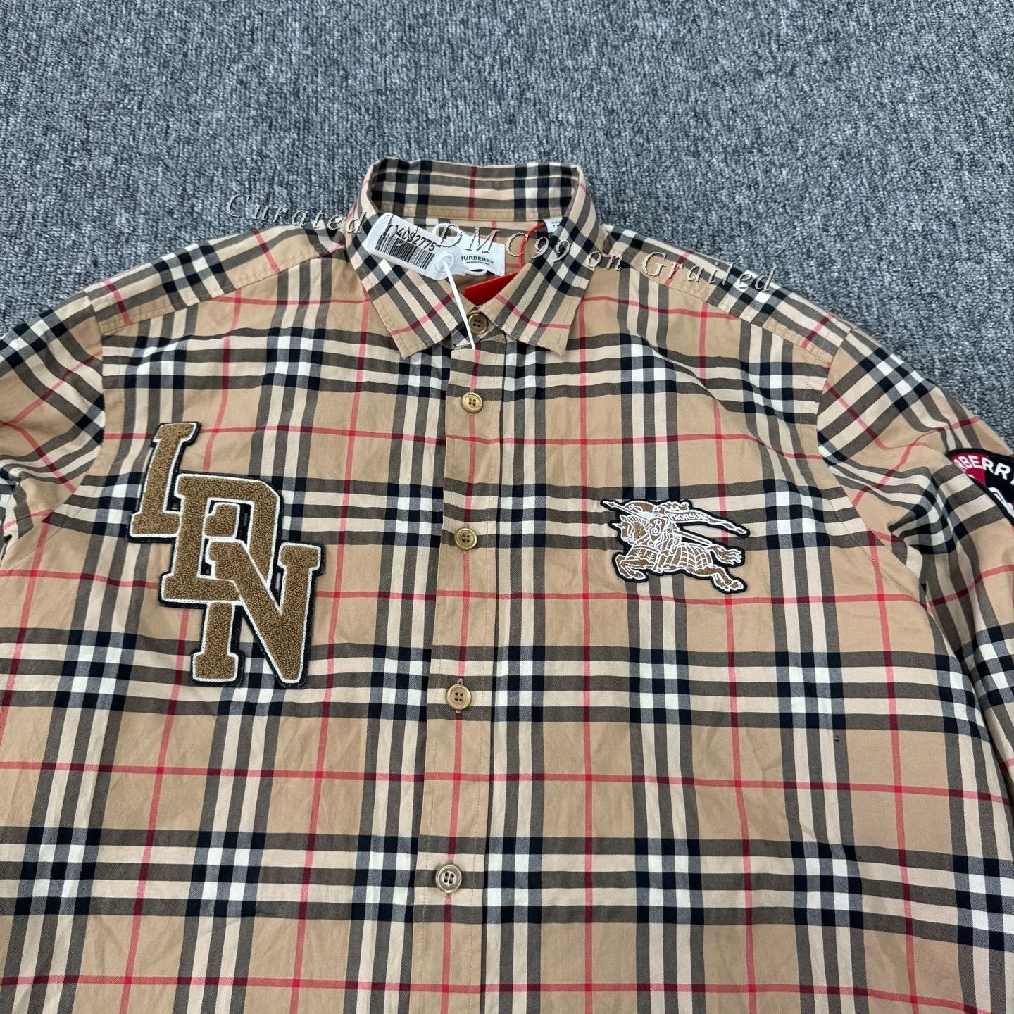 Burberry Burberry Flocked Multi-Logo Classic Check Shirt Size US XXL / EU 58 / 5 - 5 Thumbnail