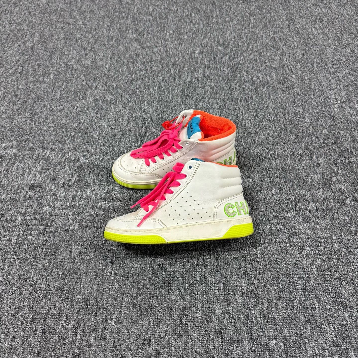 Chanel Chanel Multi-Color Letter Heel High-Top Sneakers Size US 5 / IT 35 - 2 Thumbnail