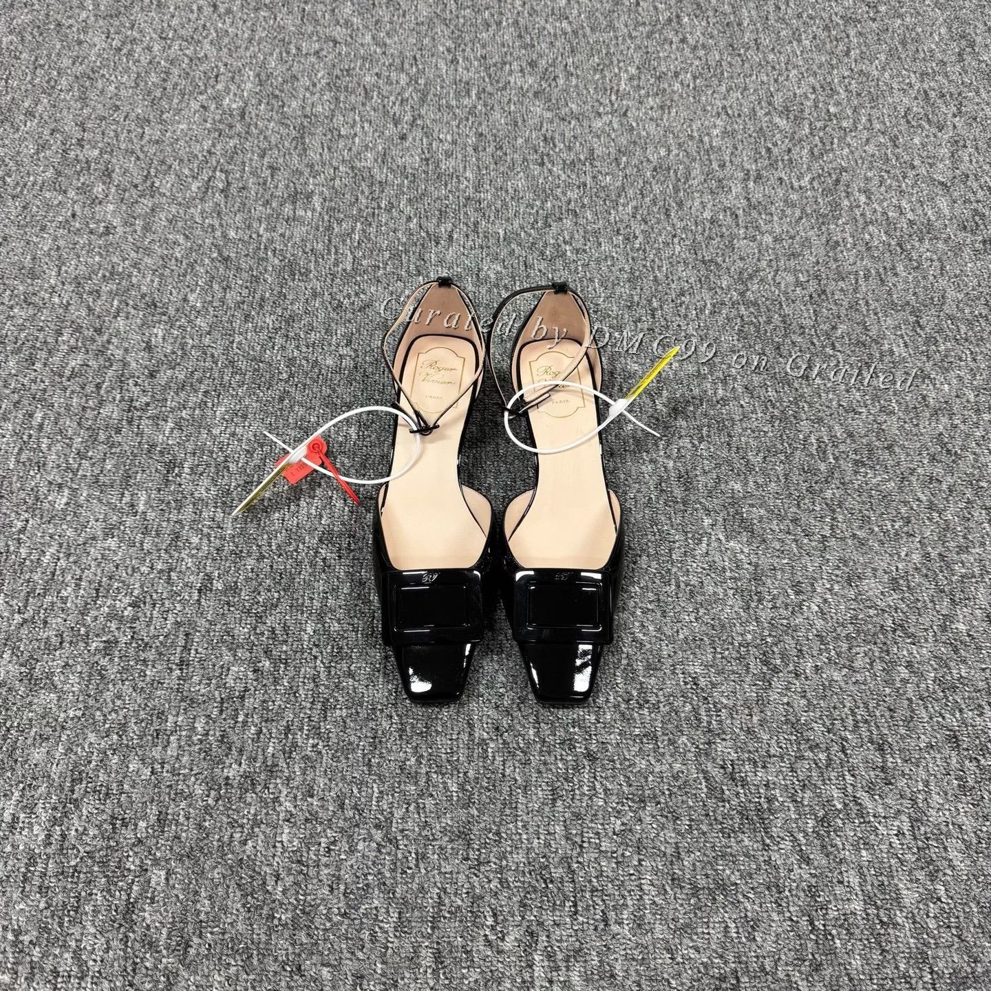 Roger Vivier Roger RV Patent Leather Square Buckle Low-Heel Sandals Size US 8 / IT 38 - 3 Thumbnail