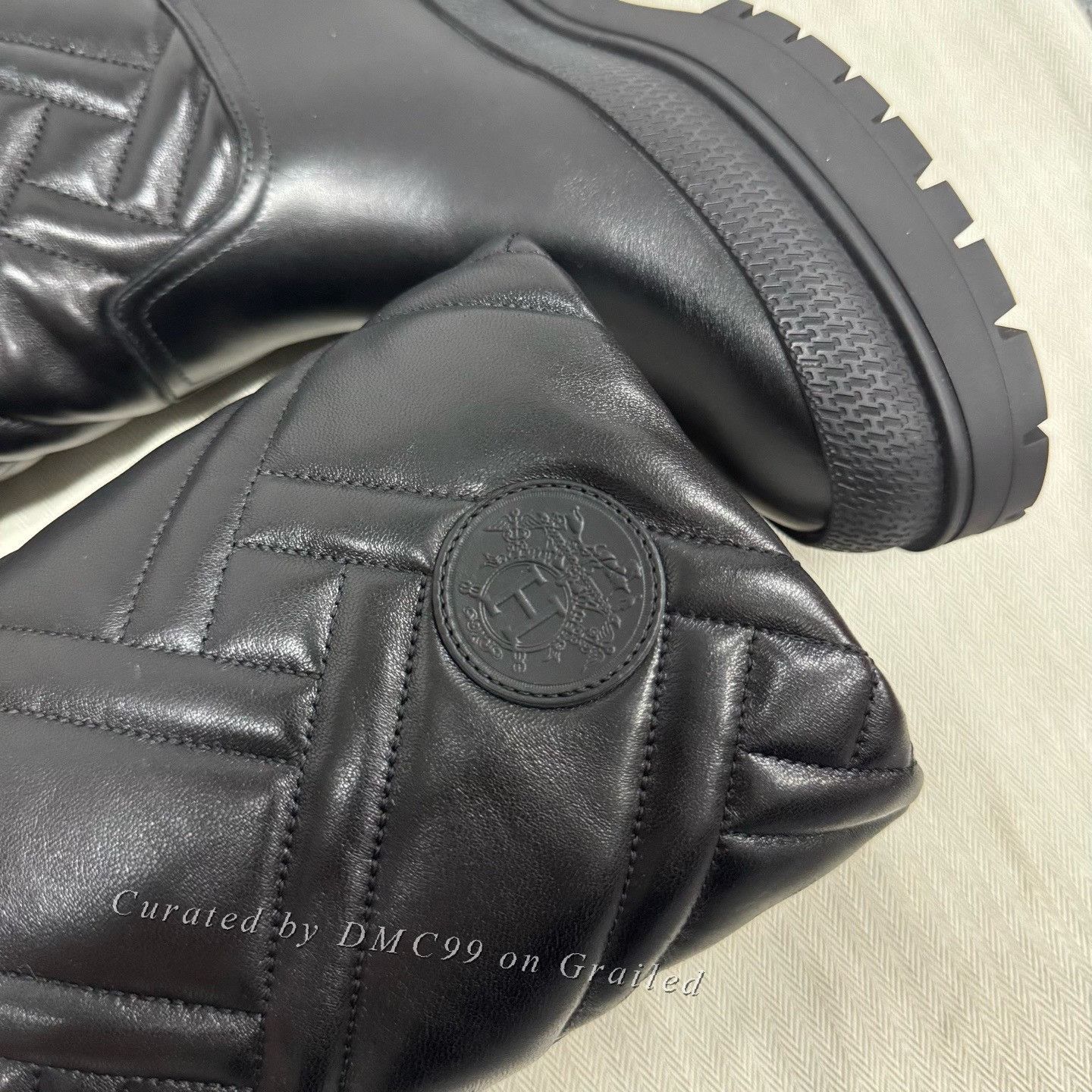 Hermes Hermes Black Logo Mid-Calf Platform Boots Size US 5.5 / IT 35.5 - 6 Thumbnail