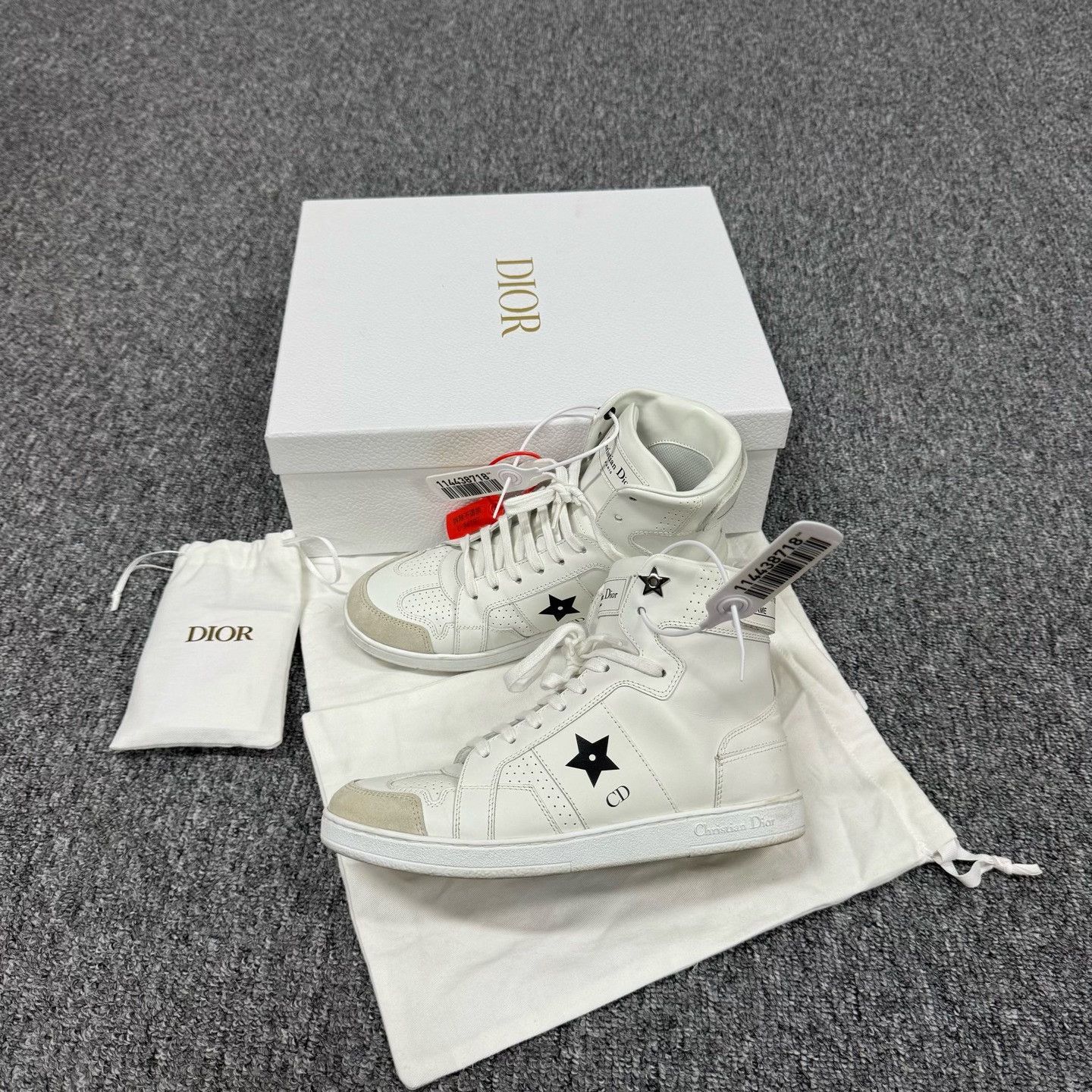 Dior Dior White Star Letter Heel Suede High-Top Sneakers Size US 5.5 / IT 35.5 - 2 Thumbnail