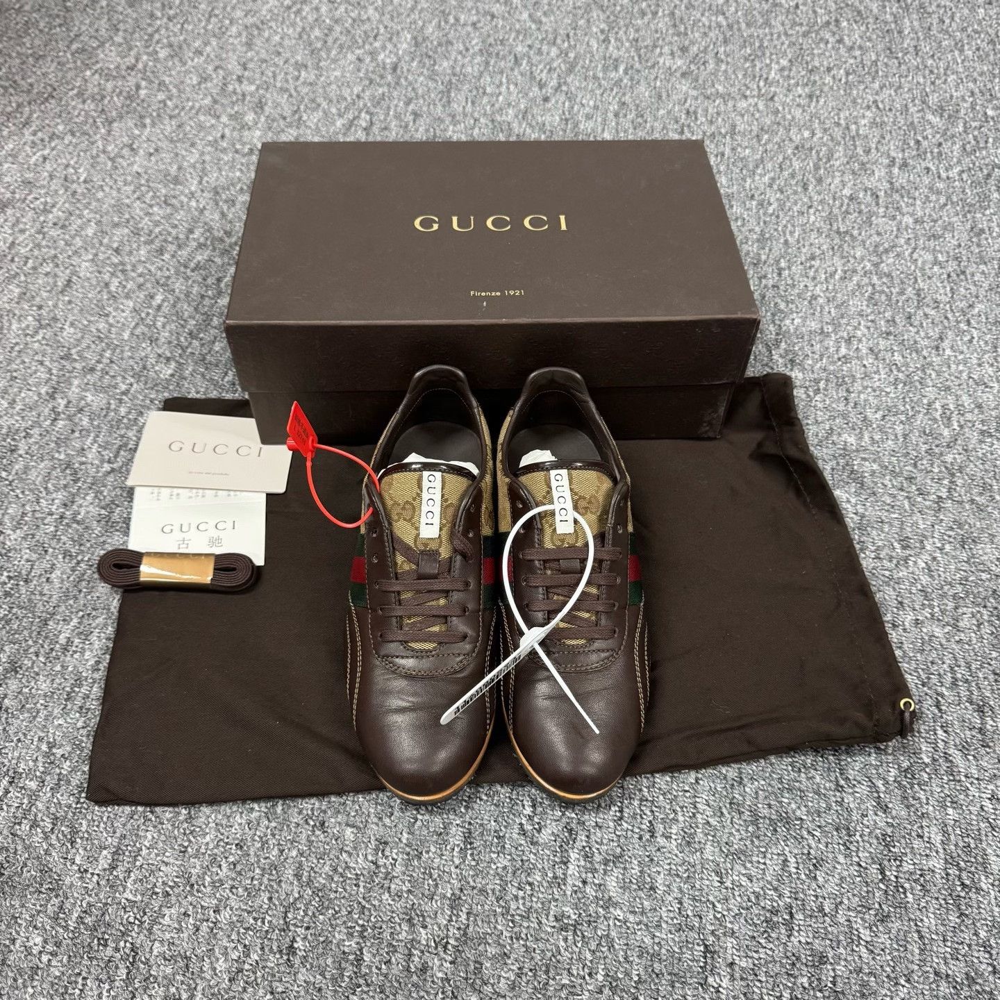 Gucci Gucci Calfskin Web GG Monogram Sneakers Size US 5 / IT 35 - 3 Thumbnail