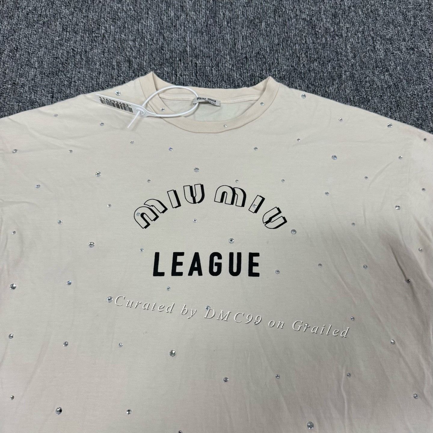 Miu Miu Miu Miu Crystal Logo Casual Short-Sleeve Size M / US 6-8 / IT 42-44 - 4 Thumbnail