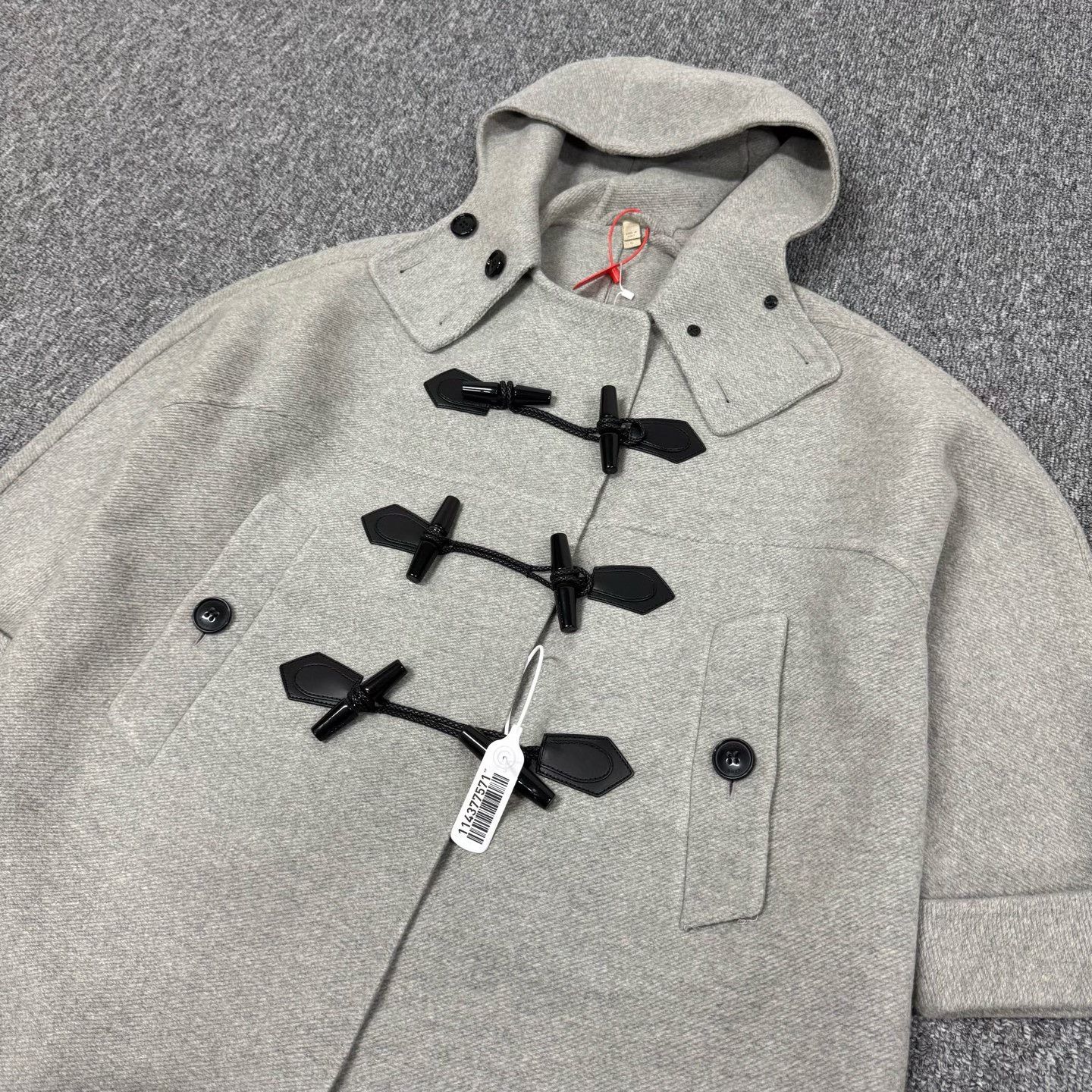 Burberry Burberry Gray Horn Button Hooded Wool Coat L Size L / US 10 / IT 46 - 4 Thumbnail