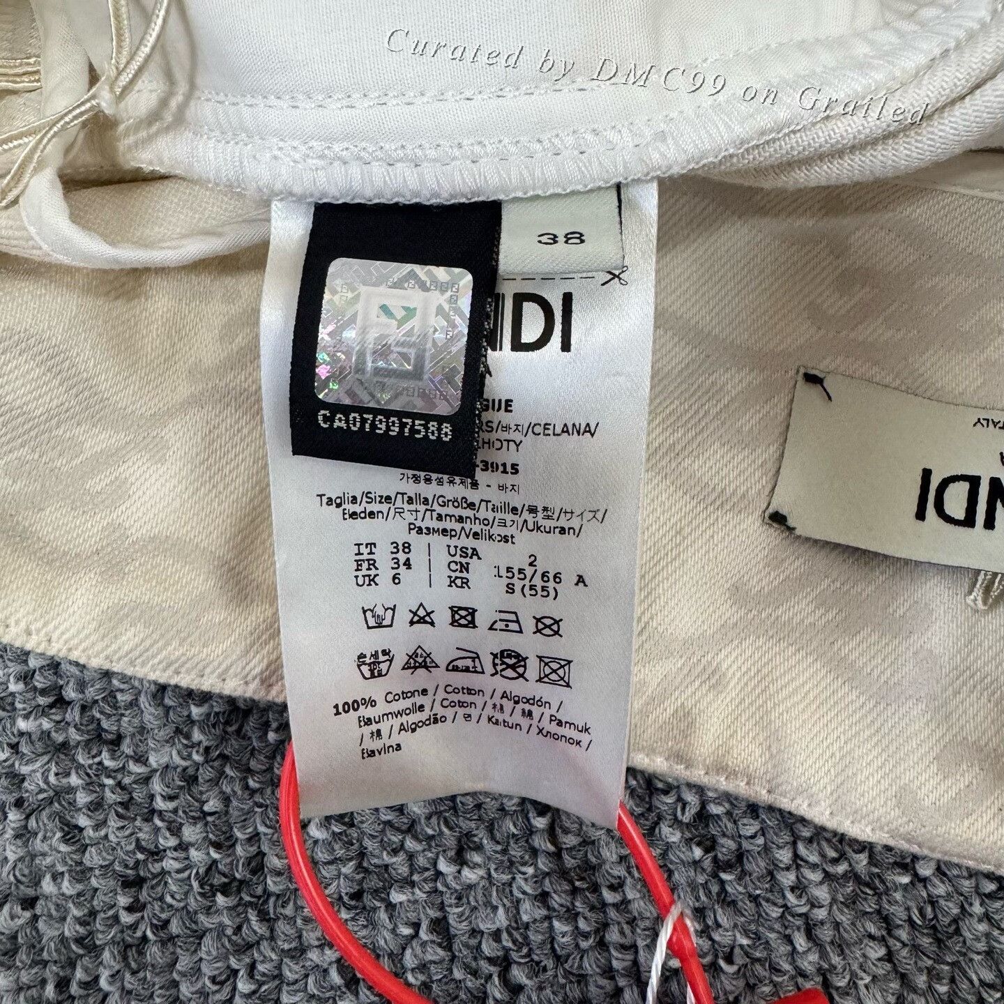 Fendi Fendi White Logo Print High-Waist Denim Shorts Size 38" / US 16 / IT 52 - 5 Thumbnail