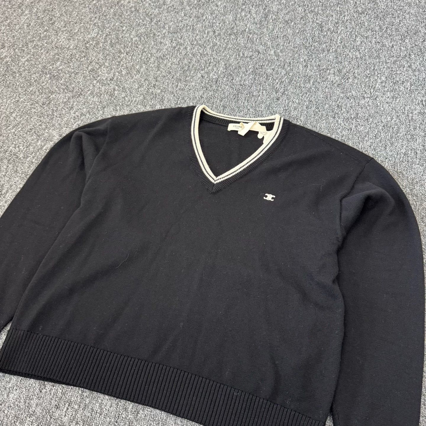 Celine Celine Triomphe Embroidery V-neck Pullover Size L / US 10 / IT 46 - 4 Thumbnail