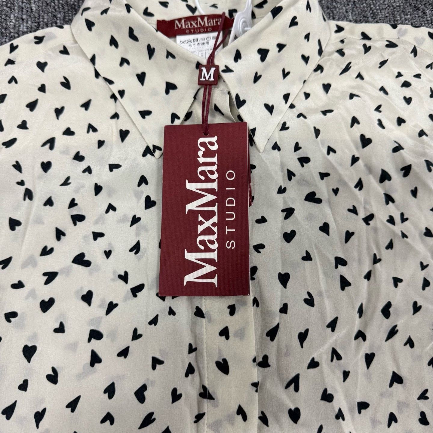 Max Mara MaxMara Heart Print Silk Long Sleeve Shirt Size M / US 6-8 / IT 42-44 - 5 Thumbnail