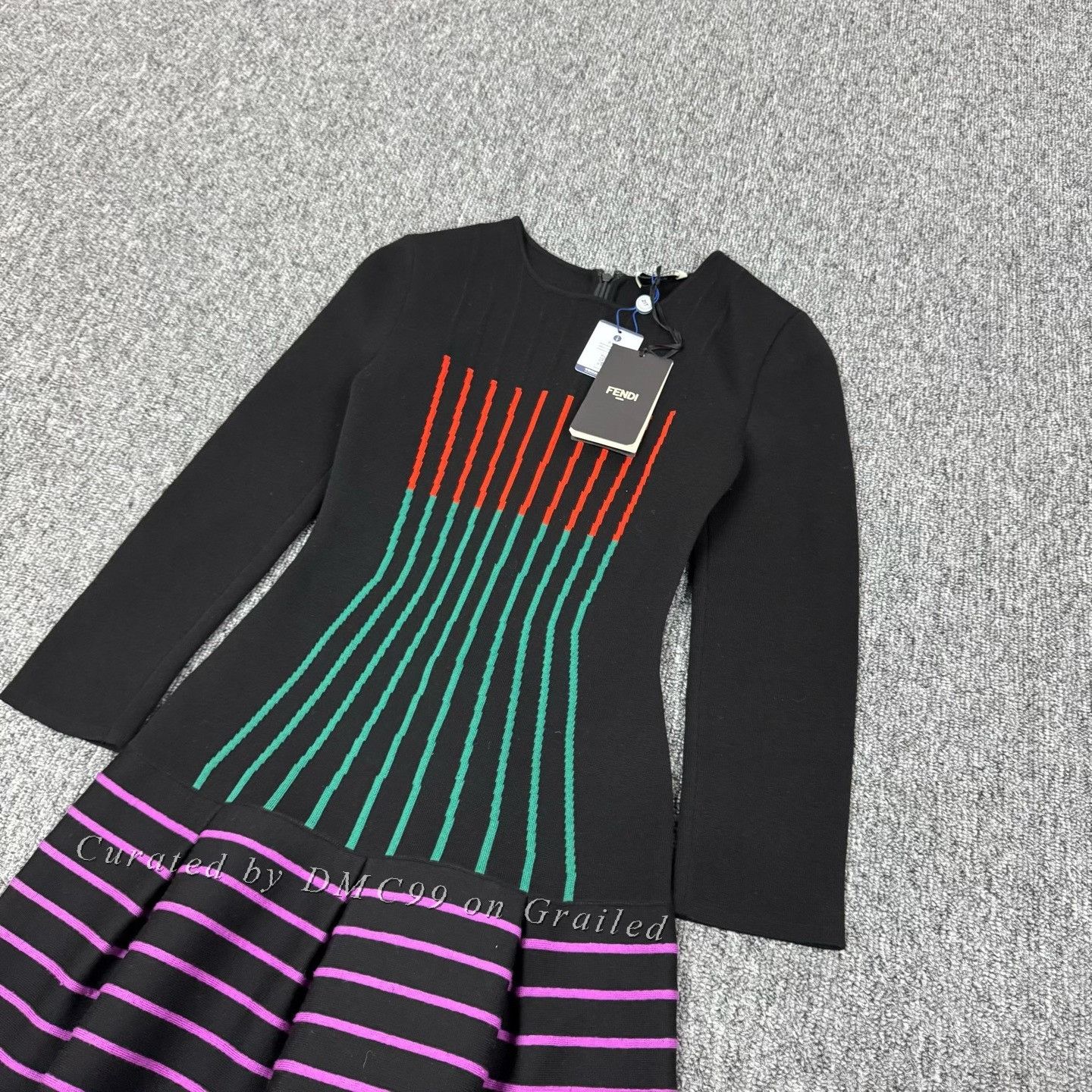 Fendi Fendi Black Color-Block Line Knit Dress Size XS / US 0-2 / IT 36-38 - 4 Thumbnail