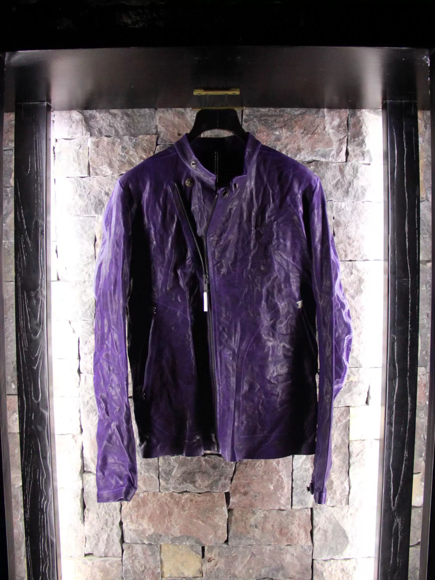 Isaac Sellam Experience Isaac Sellam Experience Purple Leather Jacket Men m Size US M / EU 48-50 / 2 - 2 Thumbnail