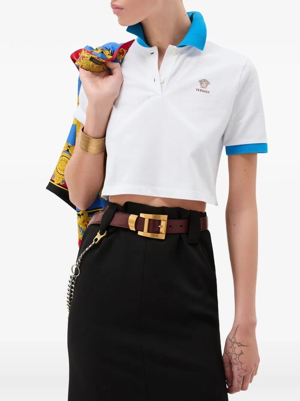 Versace Polo Piquet With Logo And Medusa Embroidery Size M / US 6-8 / IT 42-44 - 3 Thumbnail