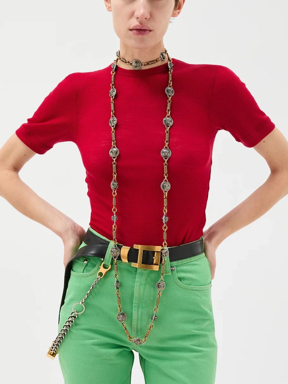 Versace T-Shirt Rib With Medusa Embroidery Size M / US 6-8 / IT 42-44 - 2 Thumbnail