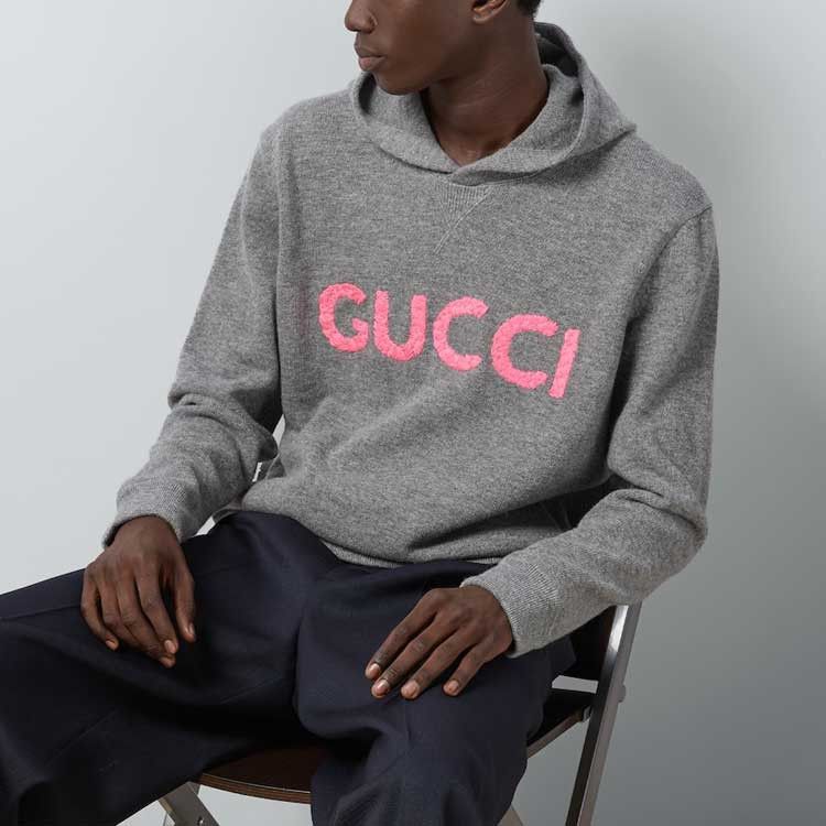 Gucci Gucci Pink Logo Wool Hooded Sweater Size L Size US L / EU 52-54 / 3 - 7 Thumbnail