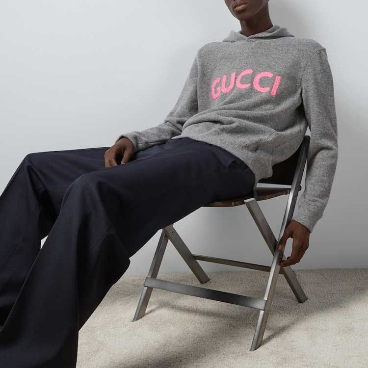 Gucci Gucci Pink Logo Wool Hooded Sweater Size L Size US L / EU 52-54 / 3 - 9 Thumbnail