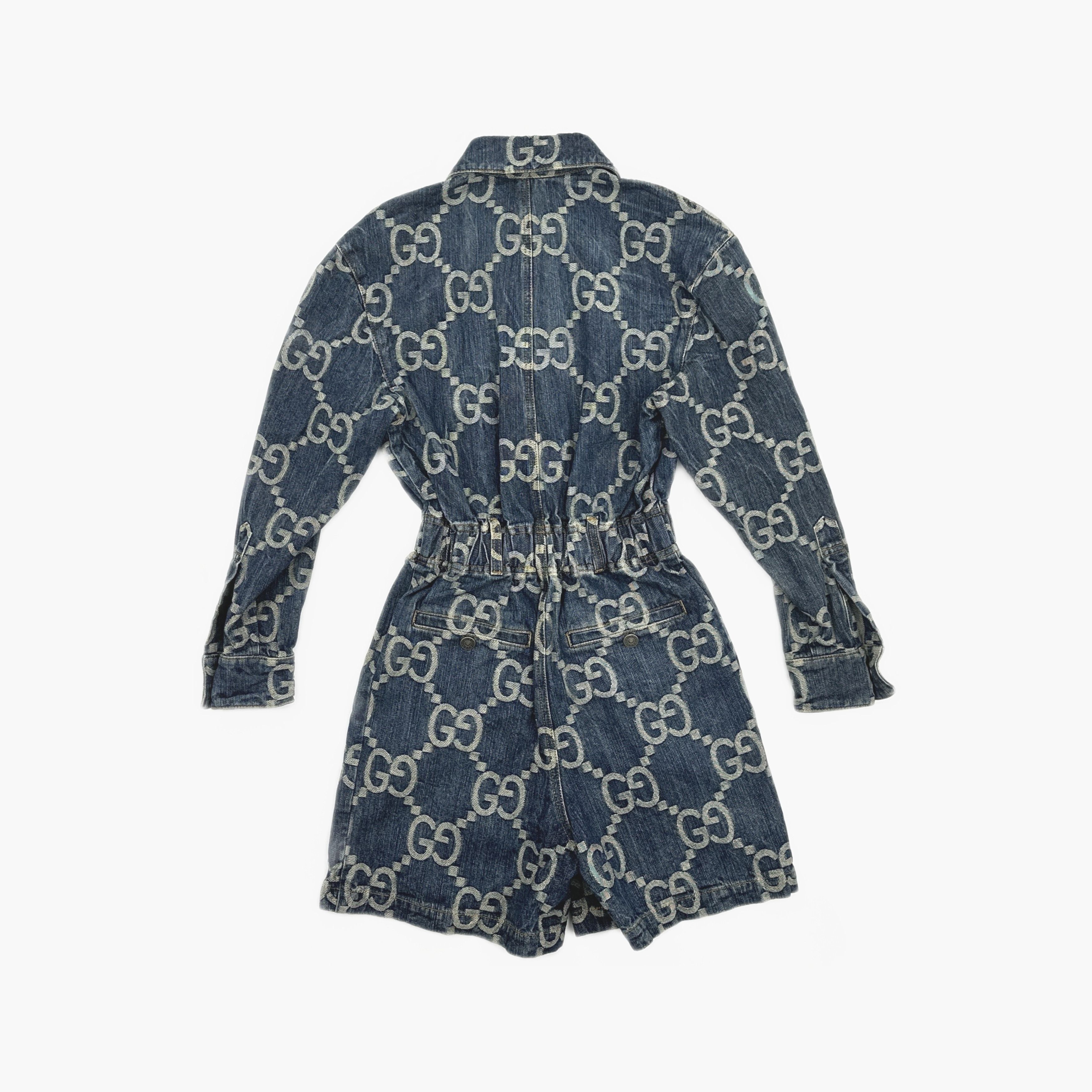 Gucci Gucci Monogram Denim Jumpsuit Size 36 Size 25" / US 0 / IT 36 - 2 Thumbnail
