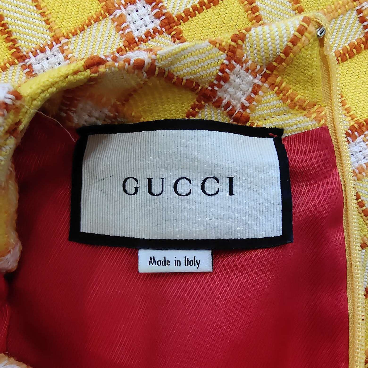 Gucci Gucci Yellow Plaid Wool Sleeveless Dress Size 38 Size XS / US 0-2 / IT 36-38 - 3 Thumbnail