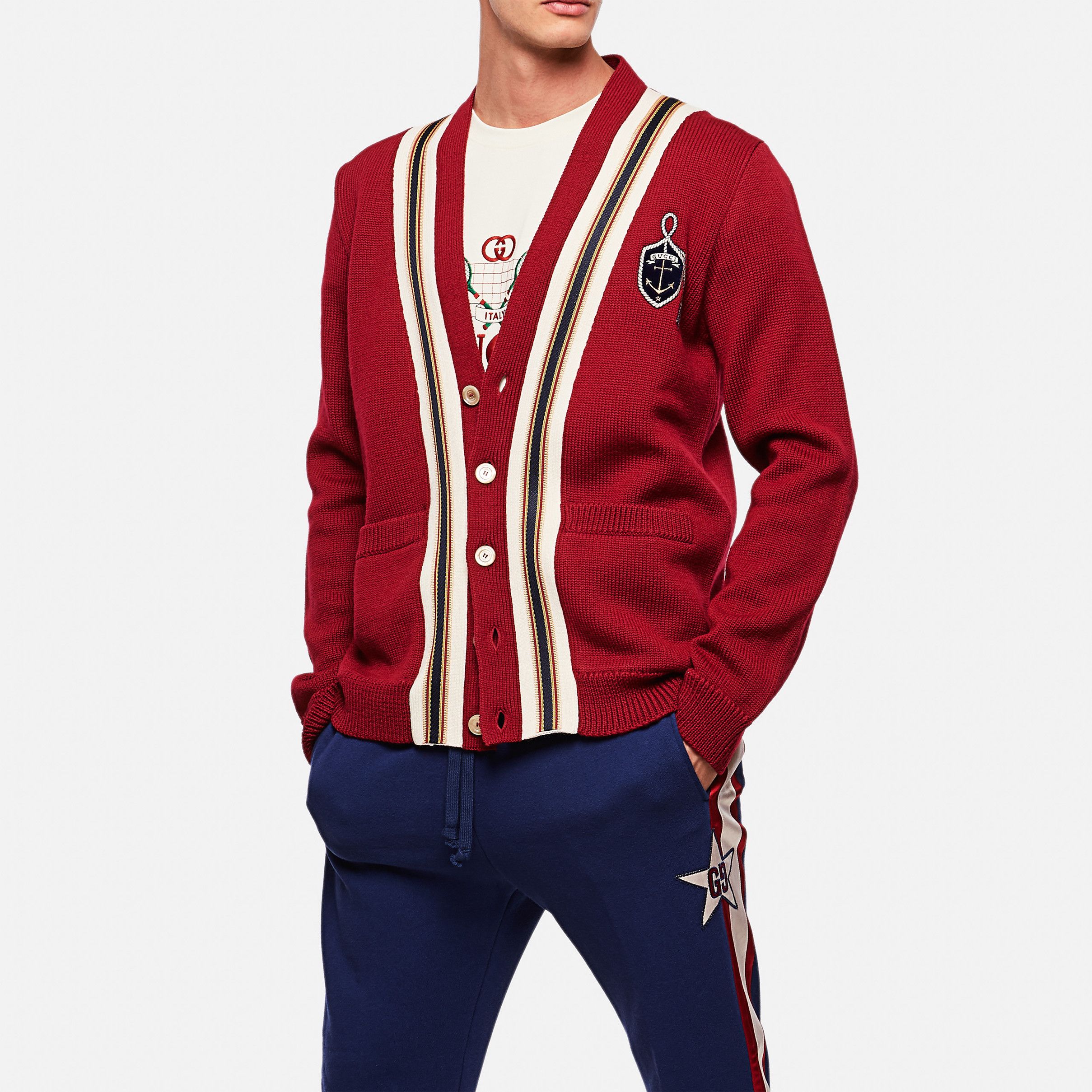 Gucci Gucci Striped Anchor Logo Cardigan Size S Size US S / EU 44-46 / 1 - 6 Thumbnail
