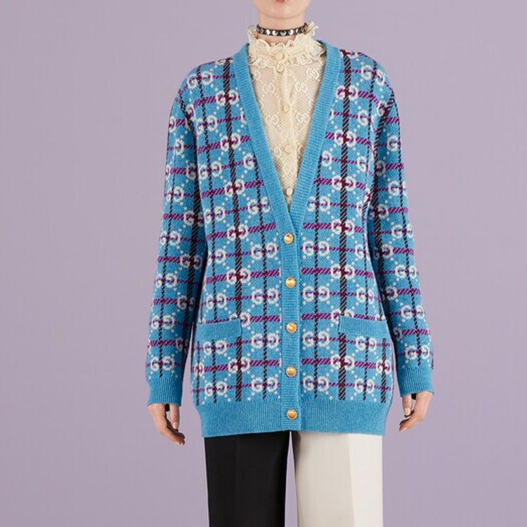 Gucci Gucci GG Tartan Knit Cardigan Size L Size L / US 10 / IT 46 - 6 Thumbnail