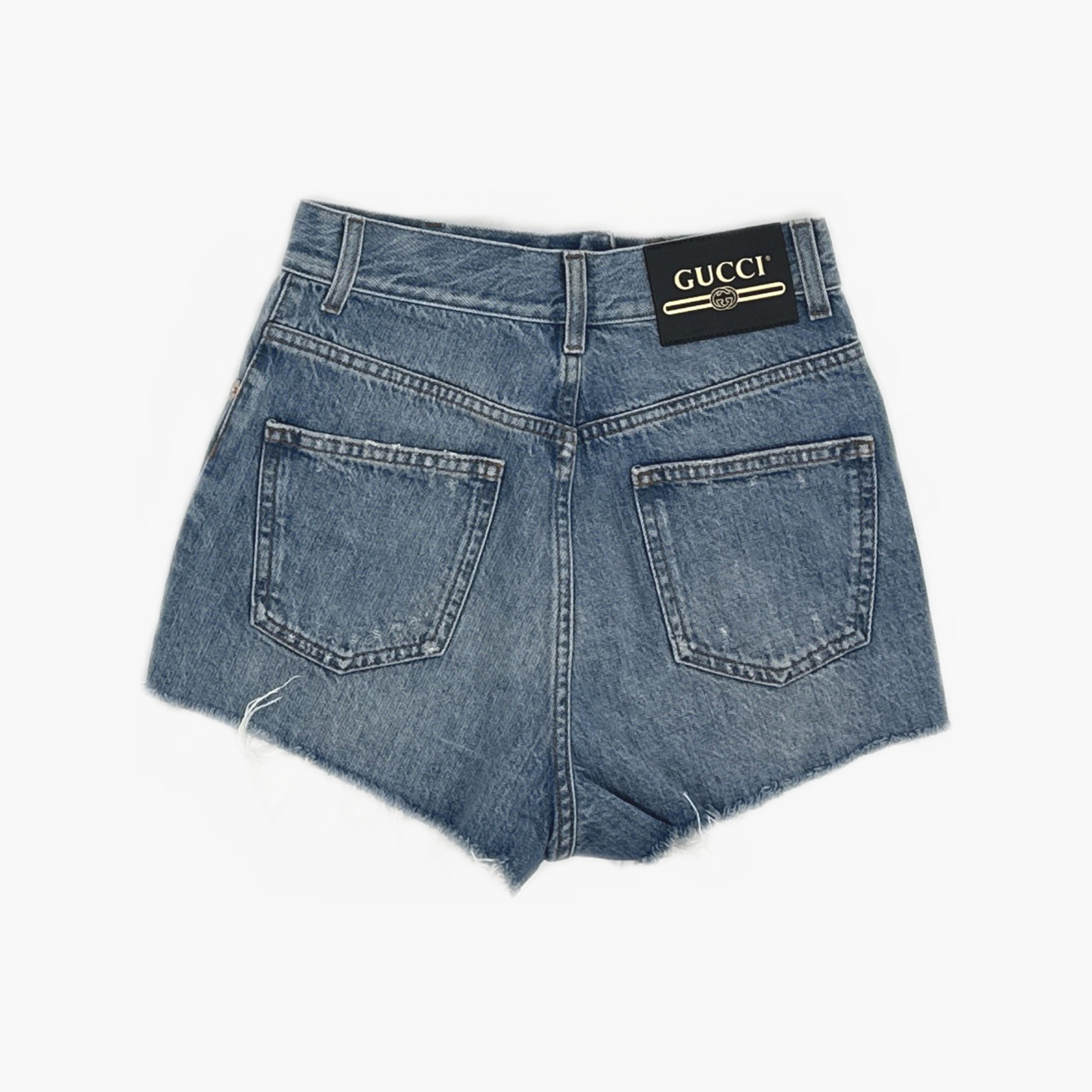 Gucci Gucci Apple Motif Denim Shorts 24 Size 24" / US 00 / IT 34 - 2 Thumbnail