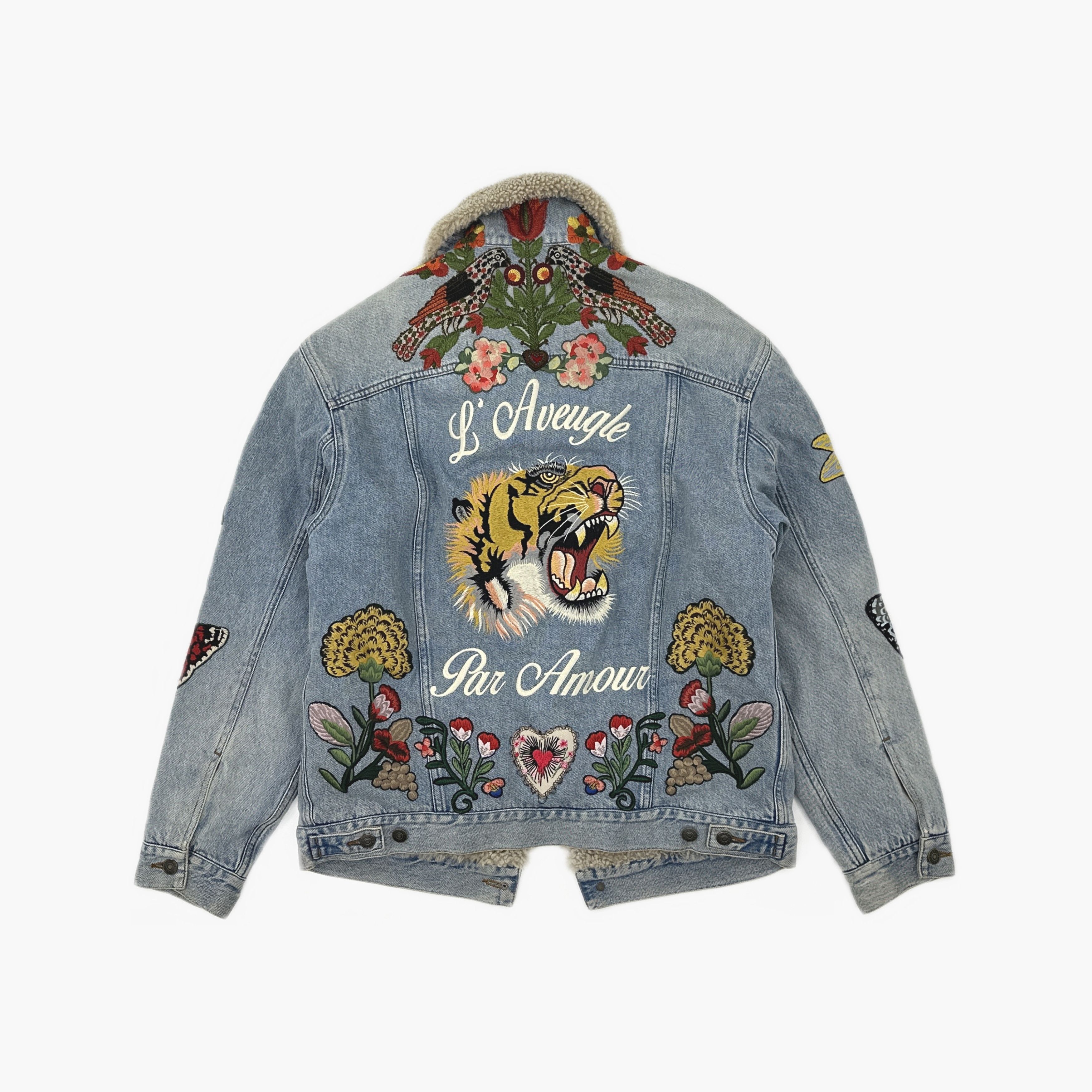 Gucci Gucci Embroidered Shearling Denim Jacket Size 44 Size US S / EU 44-46 / 1 - 2 Thumbnail