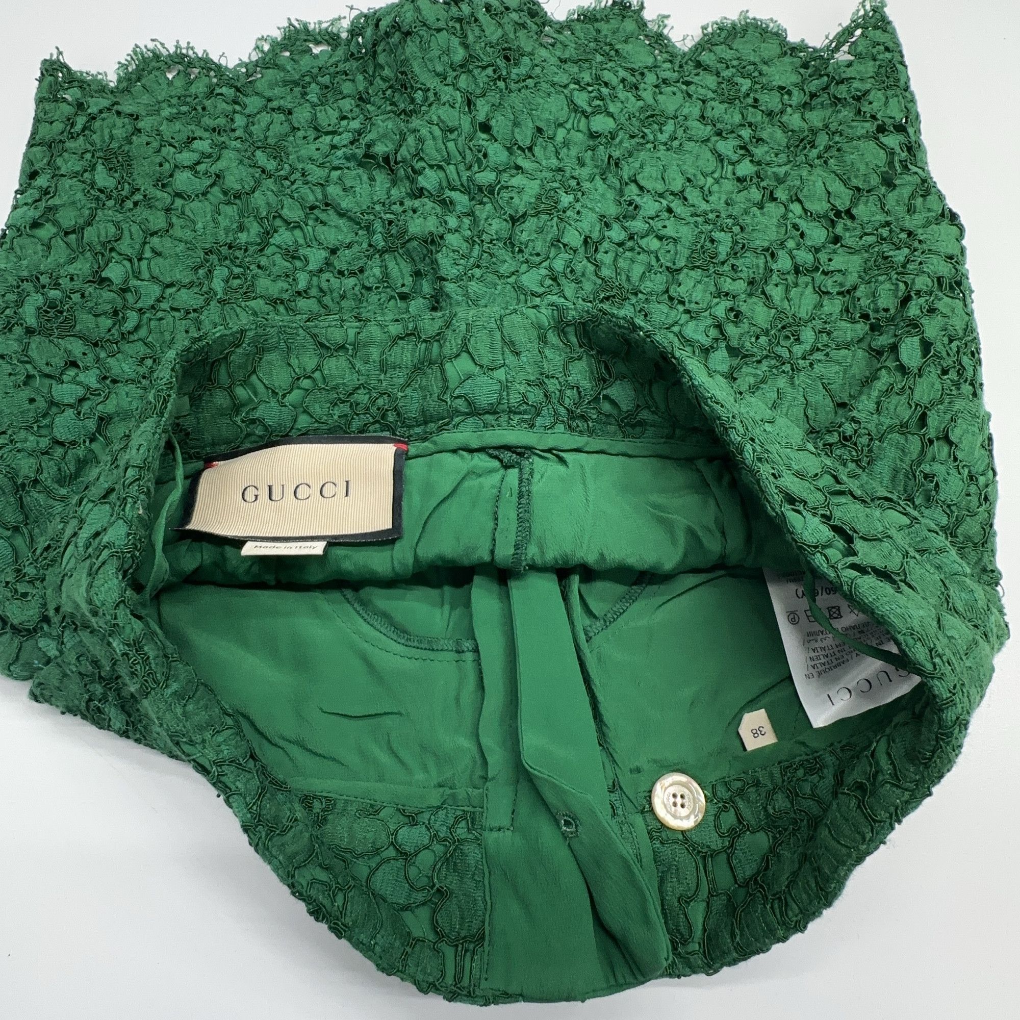 Gucci Gucci Green Lace Shorts Size 38 Size 26" / US 2 / IT 38 - 6 Thumbnail