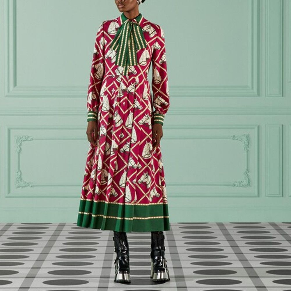 Gucci Gucci Horse Print Wool Midi Dress Size 38 Size XS / US 0-2 / IT 36-38 - 10 Thumbnail