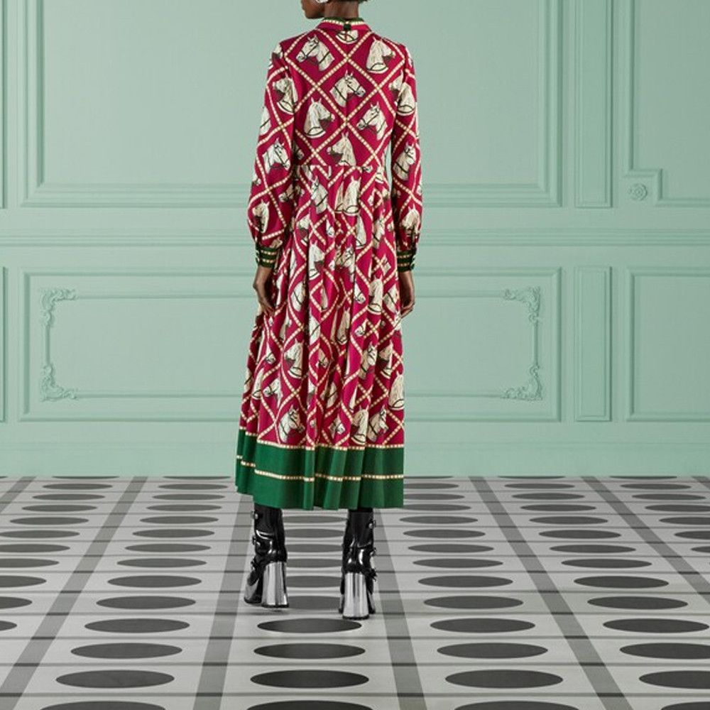 Gucci Gucci Horse Print Wool Midi Dress Size 38 Size XS / US 0-2 / IT 36-38 - 11 Thumbnail