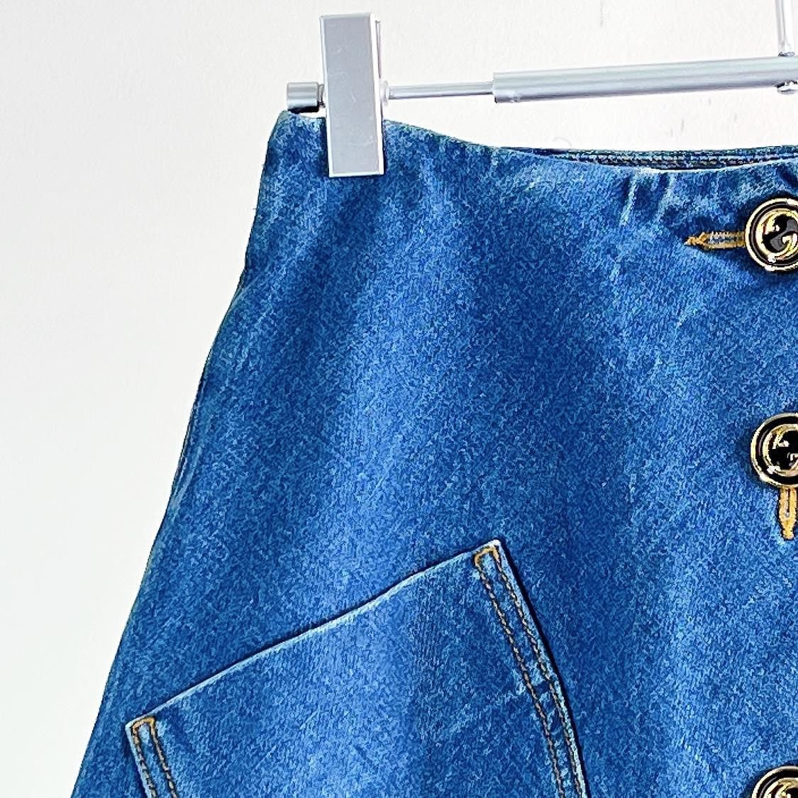 Gucci Gucci Double G Button Denim Mini Skirt Size 36 Size 25" / US 0 / IT 36 - 6 Thumbnail