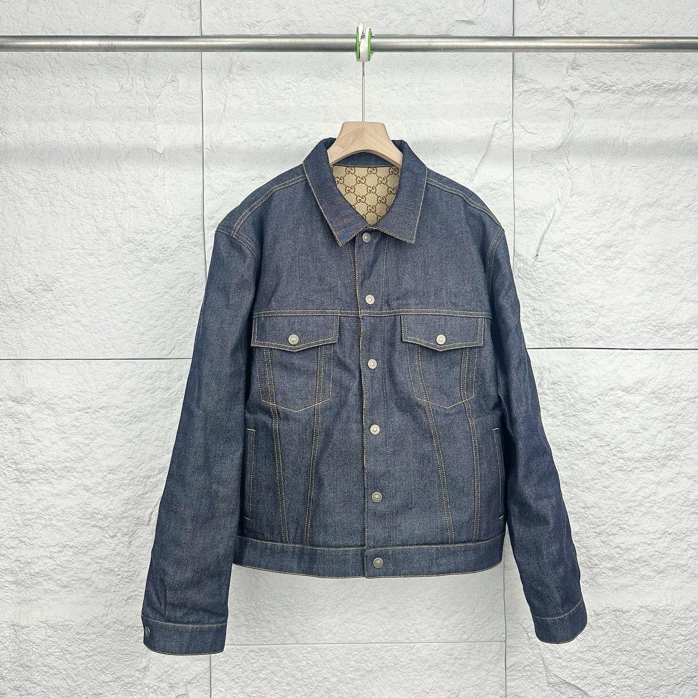 Gucci Gucci Reversible GG Monogram Denim Jacket Size XL Size US XL / EU 56 / 4 - 5 Thumbnail