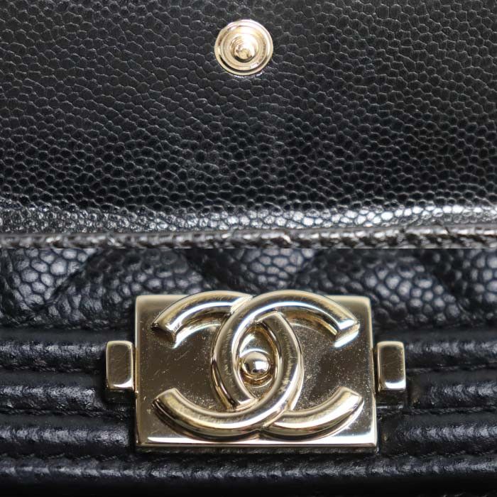 Chanel Chanel Chanel Boy Chanel Caviar Skin Trifold Wallet Leather Short Wallet A84432 DUTY FREE for USA Size ONE SIZE - 7 Thumbnail
