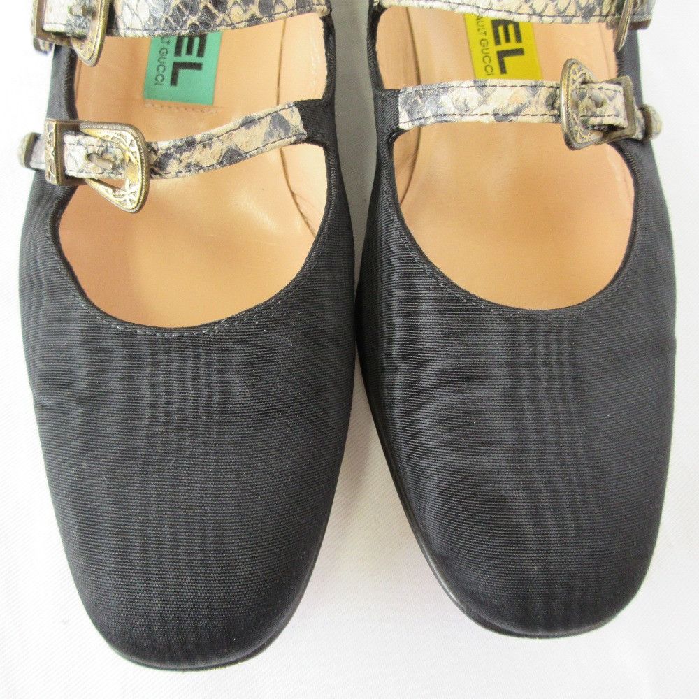 Gucci Gucci Carel KINA Moire Silk Leather Mary Jane Pumps Textile Shoes DUTY FREE for USA Size ONE SIZE - 3 Thumbnail