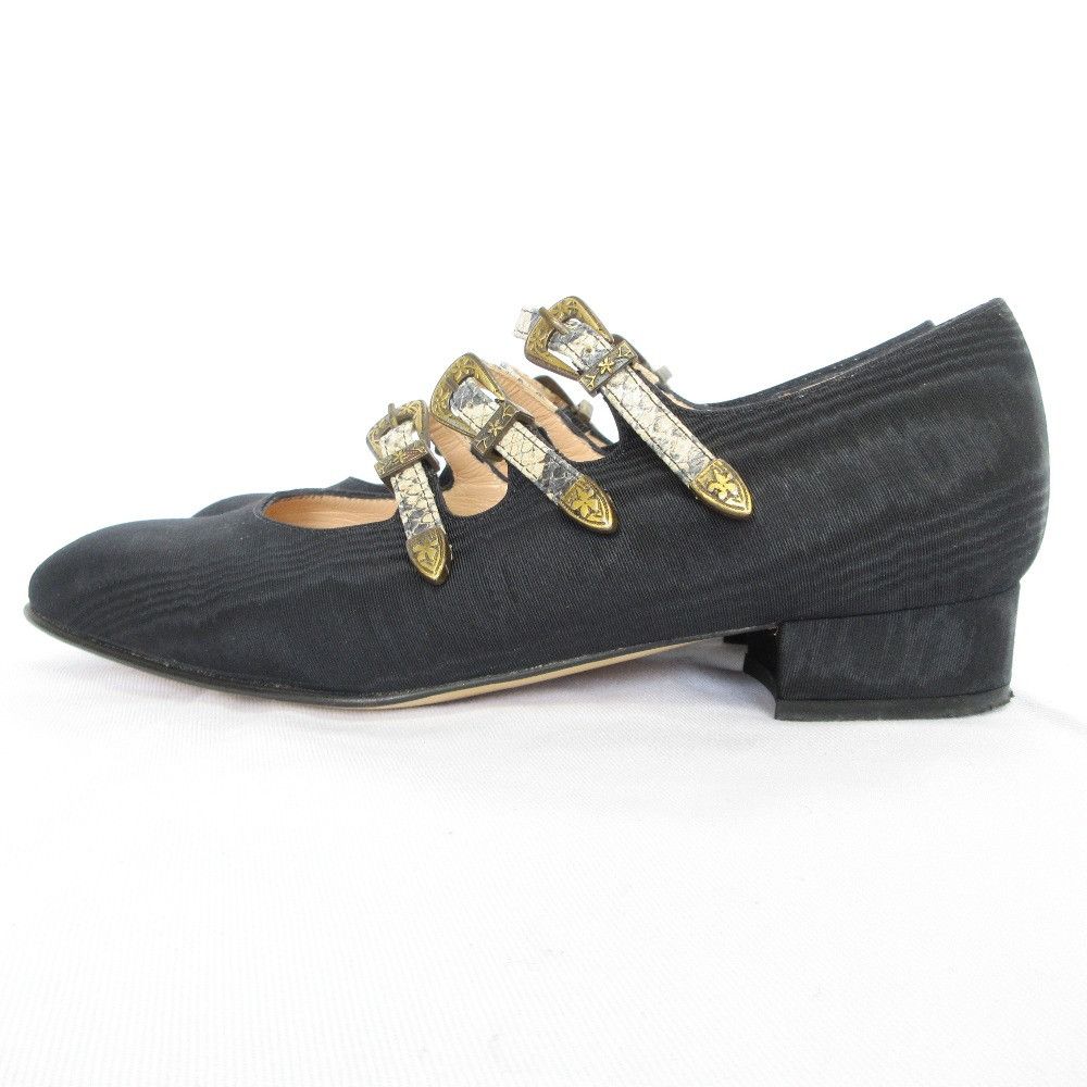 Gucci Gucci Carel KINA Moire Silk Leather Mary Jane Pumps Textile Shoes DUTY FREE for USA Size ONE SIZE - 2 Thumbnail