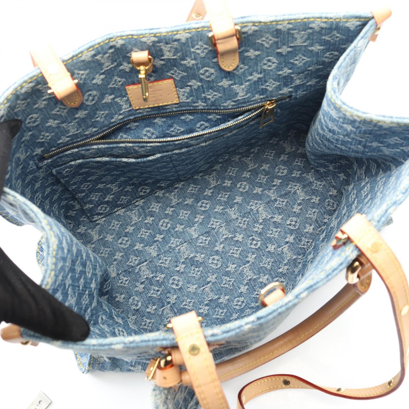 Louis Vuitton Louis Vuitton Louis Vuitton OnTheGo MM Monogram Denim Tote Bag Textile Tote Bag M46871 DUTY FREE for USA Size ONE SIZE - 3 Thumbnail