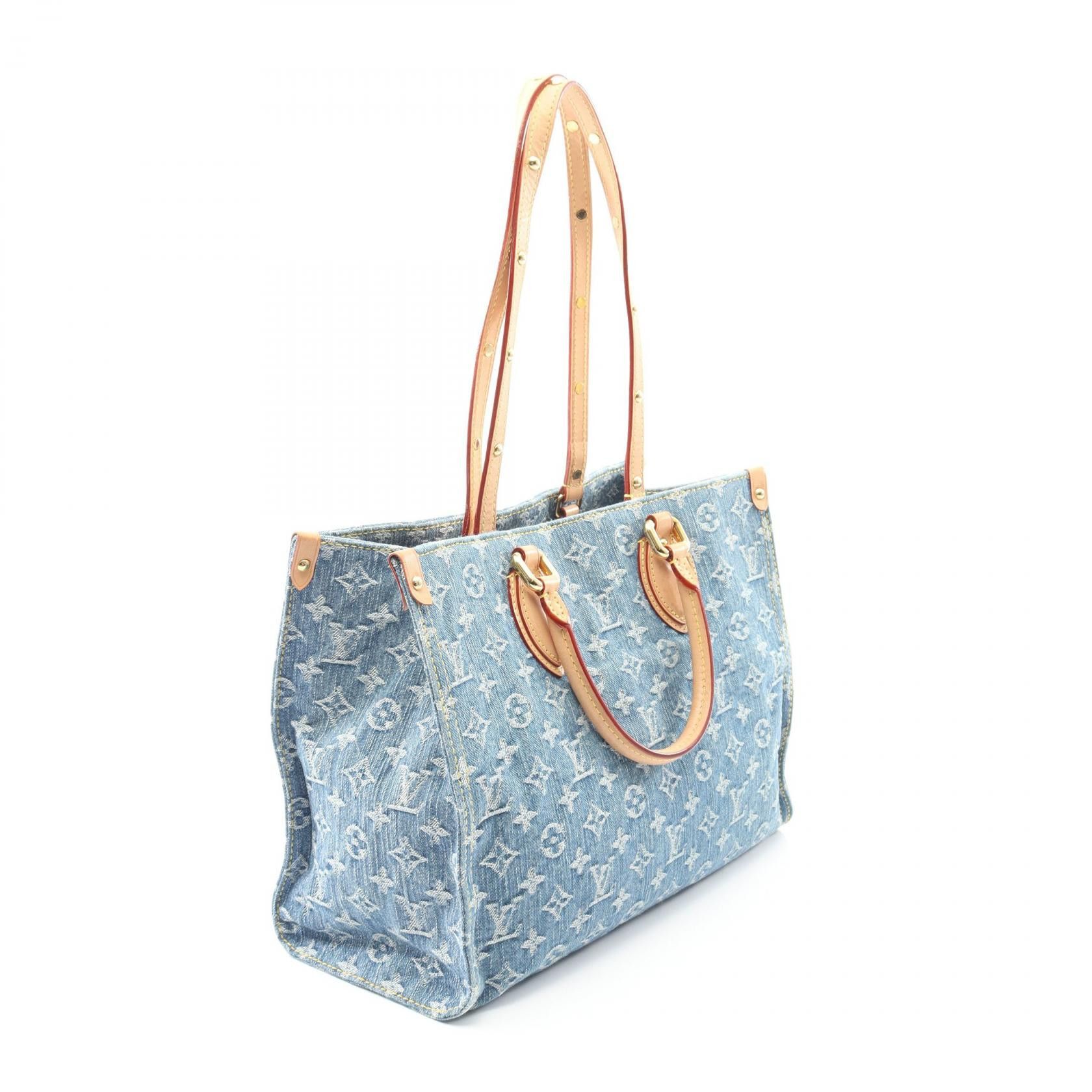 Louis Vuitton Louis Vuitton Louis Vuitton OnTheGo MM Monogram Denim Tote Bag Textile Tote Bag M46871 DUTY FREE for USA Size ONE SIZE - 2 Thumbnail