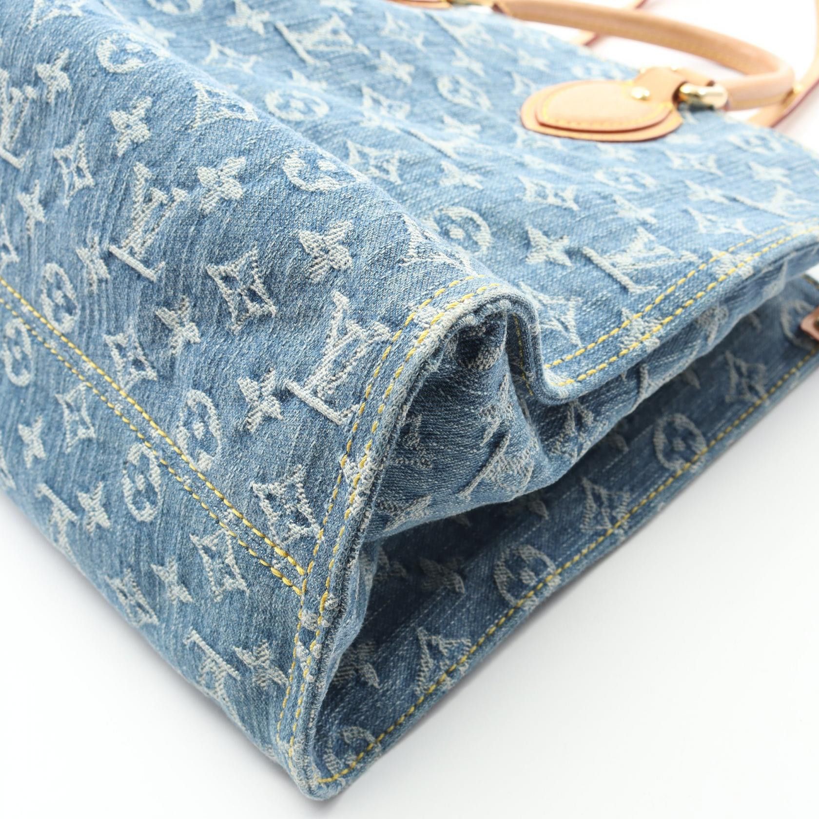 Louis Vuitton Louis Vuitton Louis Vuitton OnTheGo MM Monogram Denim Tote Bag Textile Tote Bag M46871 DUTY FREE for USA Size ONE SIZE - 5 Thumbnail