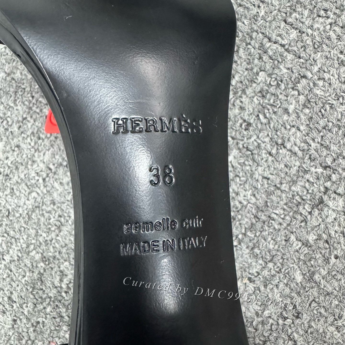Hermes Hermes Black Patent Leather Block Heel Sandals Size US 7 / IT 37 - 7 Thumbnail