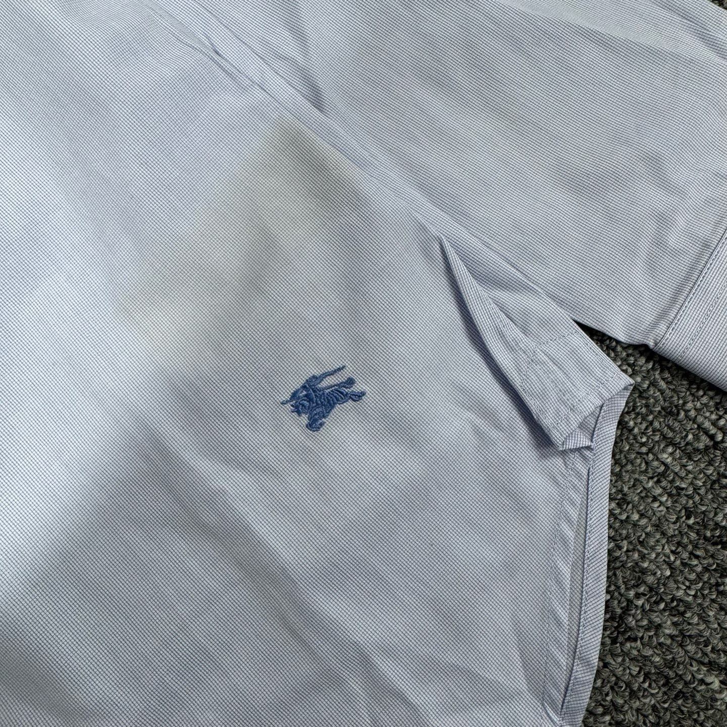 Burberry Burberry Light Blue Pinstripe Knight Embroidery Shirt Size US M / EU 48-50 / 2 - 6 Thumbnail