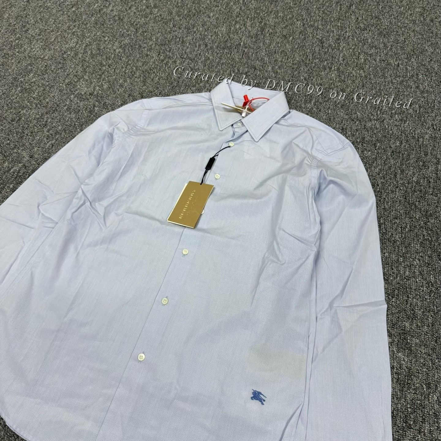 Burberry Burberry Light Blue Pinstripe Knight Embroidery Shirt Size US M / EU 48-50 / 2 - 4 Thumbnail