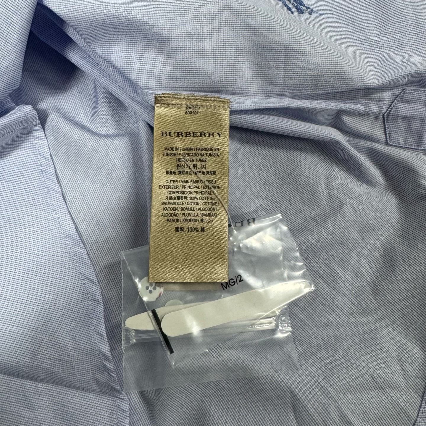 Burberry Burberry Light Blue Pinstripe Knight Embroidery Shirt Size US M / EU 48-50 / 2 - 8 Thumbnail