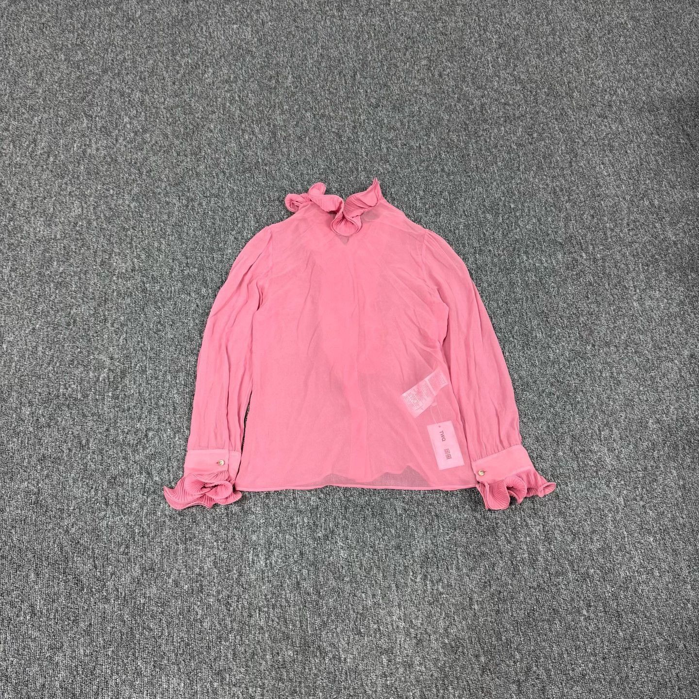 Gucci Gucci Pink Chiffon Ruffle Stand Collar Blouse Size S / US 4 / IT 40 - 2 Thumbnail