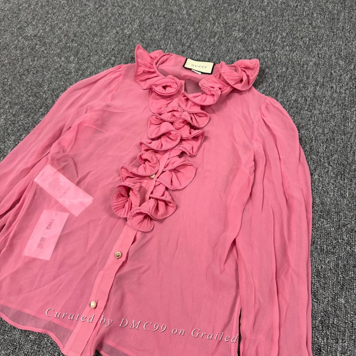 Gucci Gucci Pink Chiffon Ruffle Stand Collar Blouse Size S / US 4 / IT 40 - 4 Thumbnail